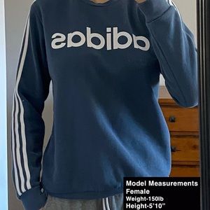 Blue Gray 3-Stripe Adidas Crewneck Sweater Pullover